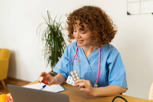 istock Nurse in consultation by video call 1447806927