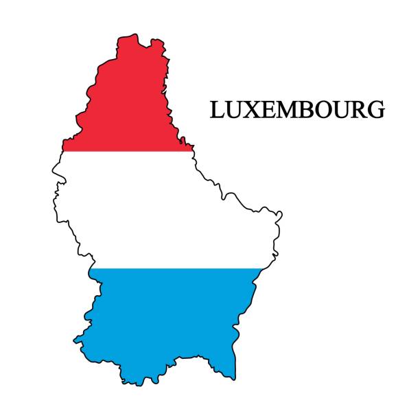 ilustraciones, imágenes clip art, dibujos animados e iconos de stock de ilustración vectorial del mapa de luxemburgo. economía global. país famoso. europa occidental. europa. - luxembourg map cartography flag