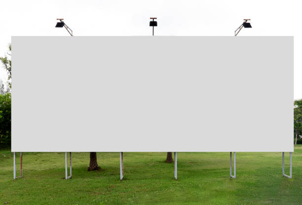 istock Outdoor billboard background in garden with white background mock up. clipping path 1447810634