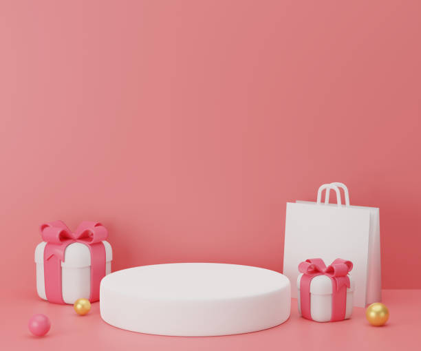 istock 3D pink christmas background 1447812658