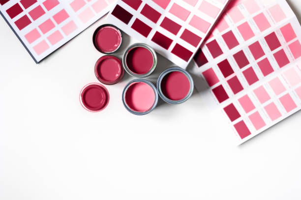 istock Choosing wall paints, viva magenta colors 1447813757