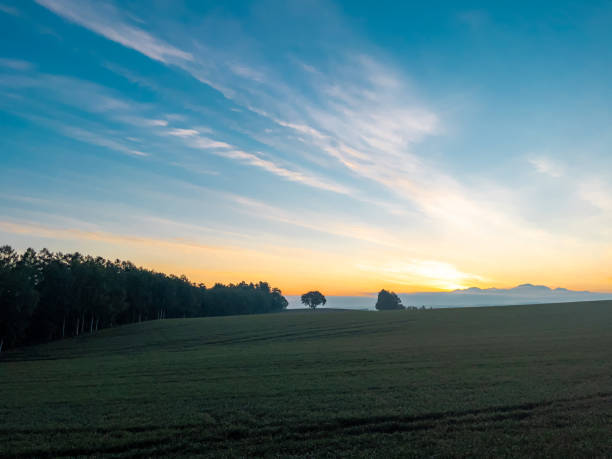 istock Spring hill where the morning sun rises 1447827249