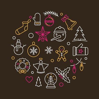 Abstract Rounded Holiday Vector Christmas Creative Round Vector Linear Illustration Stock Illustration ...