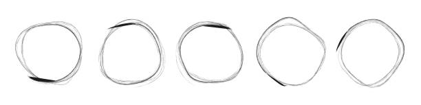 istock Set of hand drawn gold circle, sketch lines. Gold round frame collection on white background. Set of hand drawn doodle golden circle. 1447835886