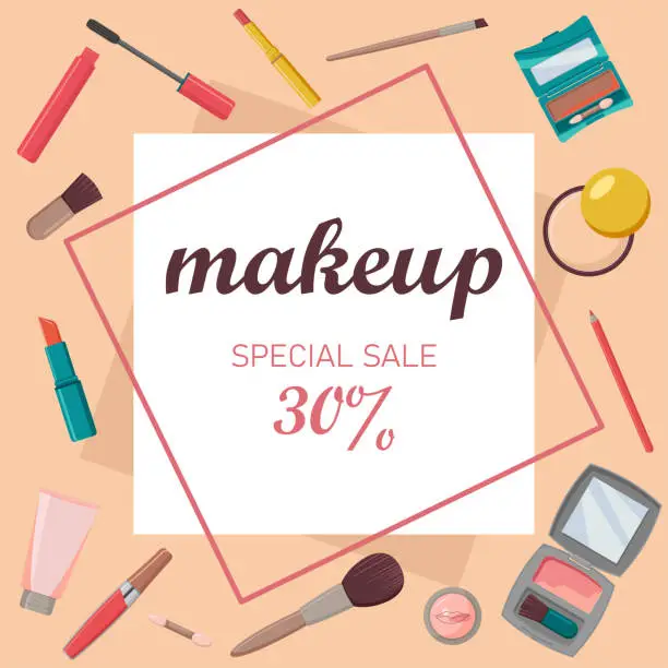 Vector illustration of Banner for sale of decorative cosmetics