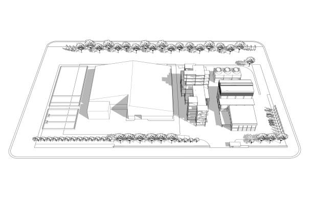 istock 3D illustration of industrial building 1447836813