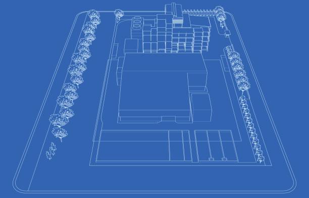 istock 3D illustration of industrial building 1447836866