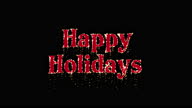 istock Happy Holidays Text appearing with falling glittering particles in christmas red 1447836965