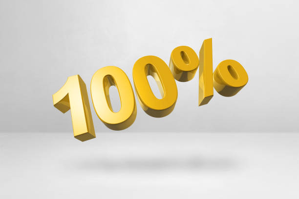 istock 100% number. 3D illustration isolated on white 1447843491