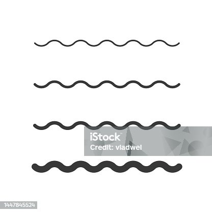 istock Wave zigzag line simple thin to thick element decor design vector or single ripple curve zig zag wiggly separator pictogram graphic for seal water or ocean symbol, wavy pattern clipart stroke black 1447845524