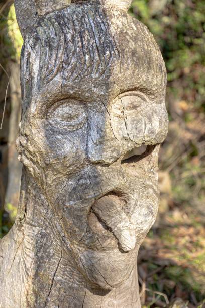 istock Face carved from wood 1447847355
