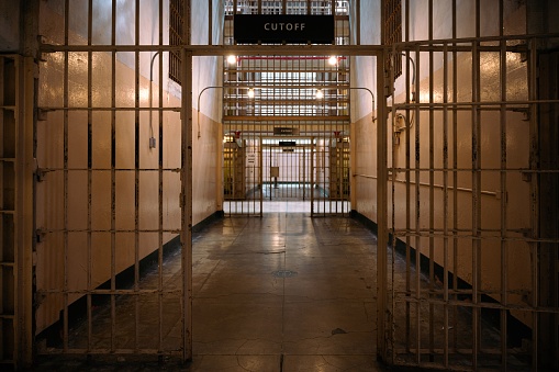 san francisco, United States – April 06, 2022: A corridor in Alcatraz prison cell in San Francisco in United States
