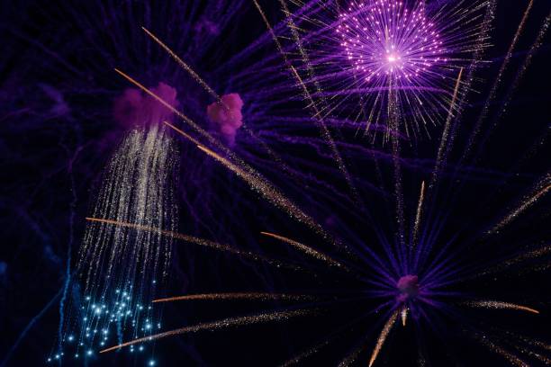 istock Sky view with colorful fireworks at night 1447849051