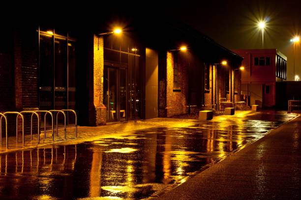 istock Victorian building in the rain at night. 1447850774