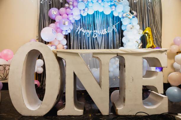 istock First birthday venue decorations with colorful balloons 1447851057