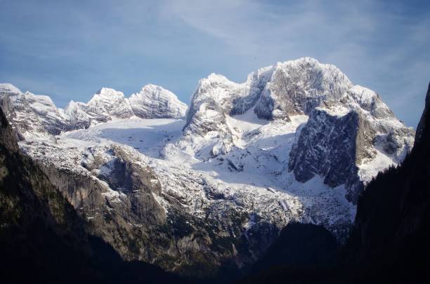 istock Aerial view of Dachstein glacier under blue cloudy sky in Austria 1447851391