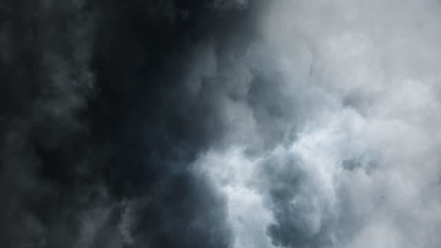 Lightning striking in the black clouds