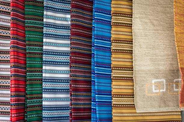 istock Traditional woven fabric in a display 1447854637