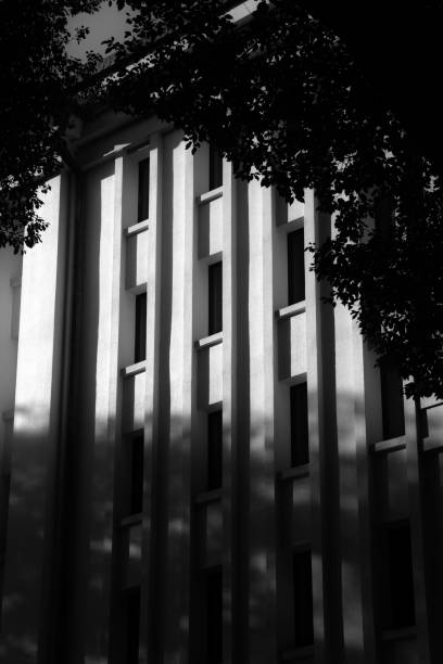 istock Grayscale of a city building 1447857262