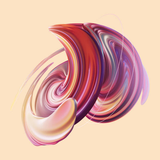 istock 3d rendering of an abstract flowing shape with twisted colorful stripes 1447857780