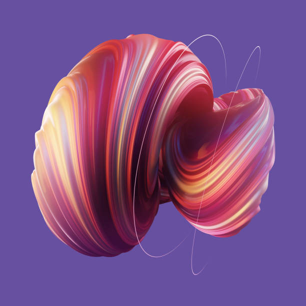 istock 3d rendering of an abstract flowing shape with twisted colorful stripes 1447857782