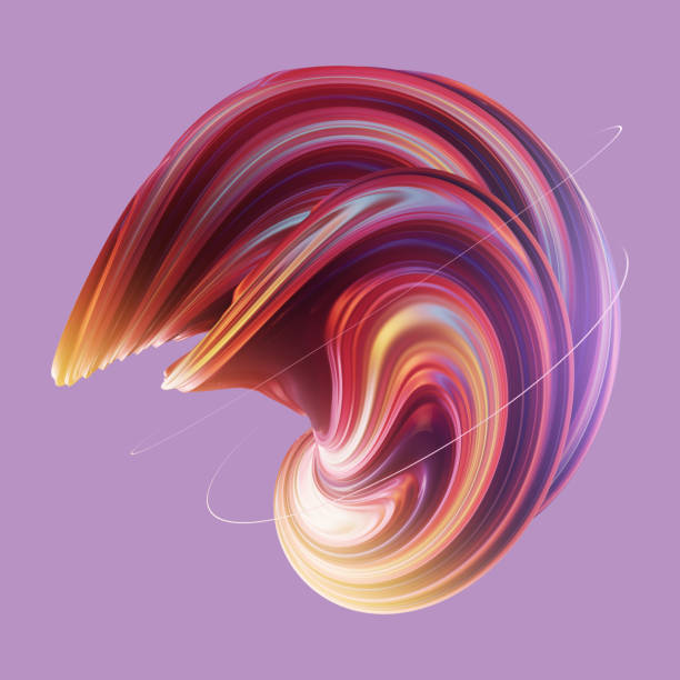 istock 3d rendering of an abstract flowing shape with twisted colorful stripes 1447857783