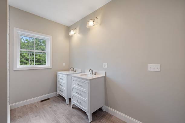 istock Modern home design with bathroom vanities in the minimalist style 1447858746