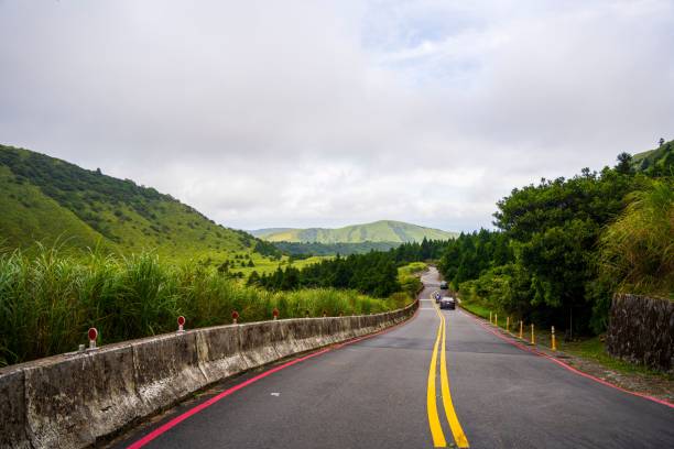 istock Leafy countryside with a long smooth road 1447859643