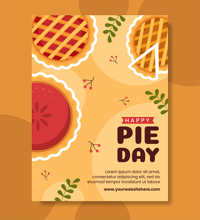 National Pie Day Poster Flat Cartoon Hand Drawn Templates Illustration