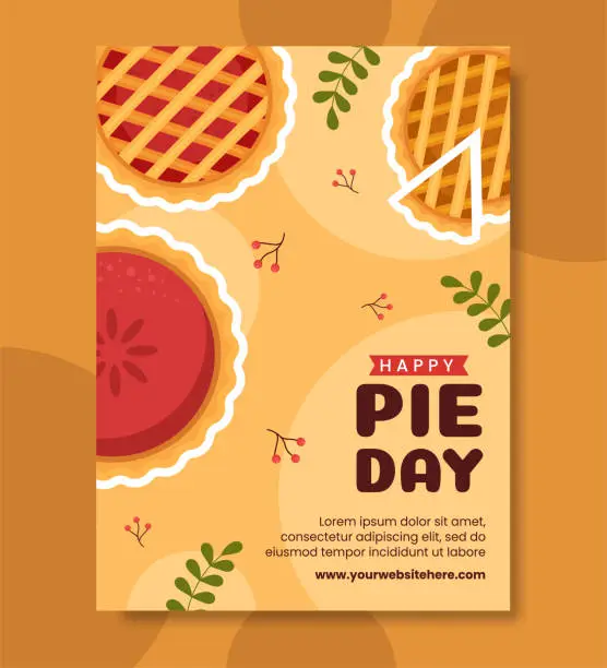 Vector illustration of National Pie Day Poster Flat Cartoon Hand Drawn Templates Illustration