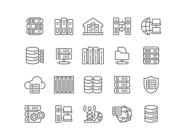 Vector illustration of Network Server Icons