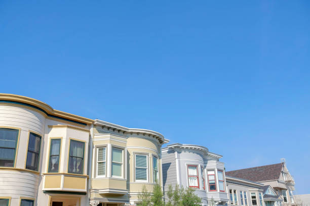 istock Complex suburbs houses with same building structures in San Francisco, California 1447864077