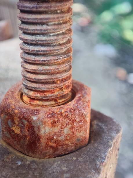 istock Metal iron nut bolt close view 1447864547