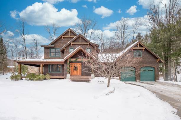 istock Custom-built house in the mountains. Exterior facade. 1447866261