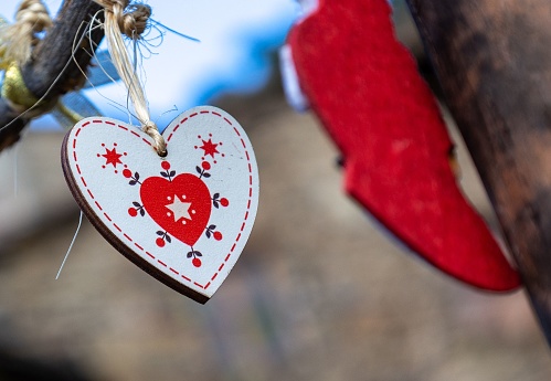 White hanging heart as Christmas decoration