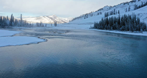 istock frozen lake under snow mountains 1447876679