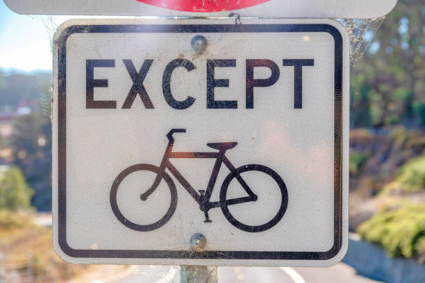 istock Except bicycle signage outdoors in San Francisco, California 1447877844