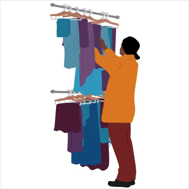 Vector illustration of Shopper At The Racks Blue