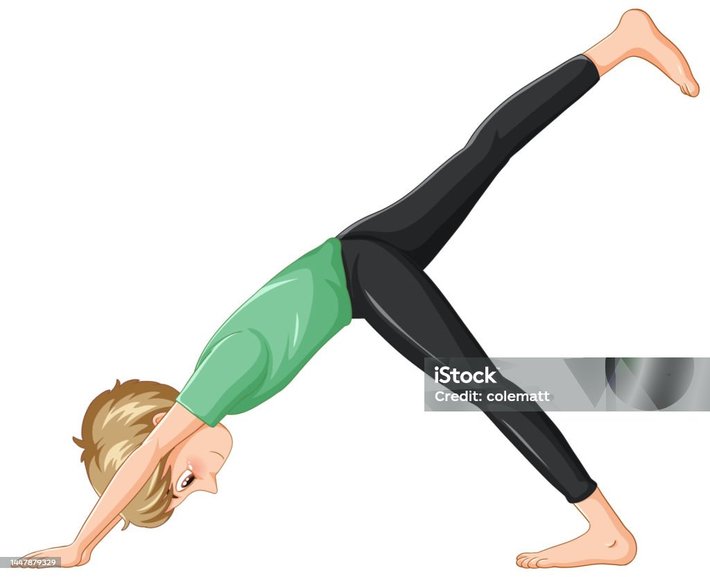 Một Người Đàn Ông Làm Nhân Vật Hoạt Hình Yoga Hình minh họa Sẵn đem ...