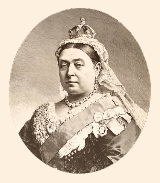Queen Victoria I of England portrait 1888 vector art illustration