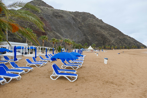 Beach scenery at Playa de las Teresitas at Tenerife, Canary Islands, Spain