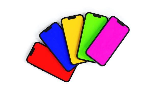 istock Blank display screen smartphone on empty background for presentation business content on screen, 3d rendering. 1447881158