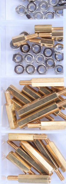 istock Brass Standoff Spacer Male and Female set in plastic container 1447885265