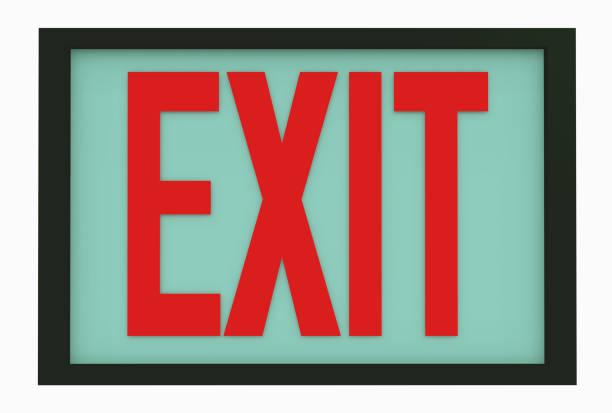 Exit sign isolated on white background stock photo