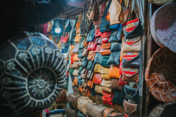 istock leather shop retails display in Fez, Morocco 1447886674