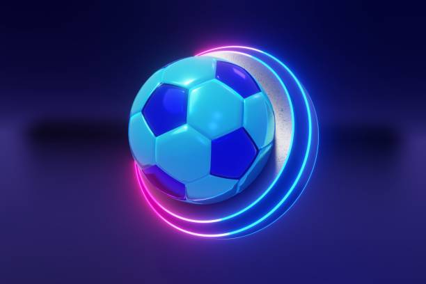 istock Neon soocer ball. 3d illustration sport concept. 1447888097