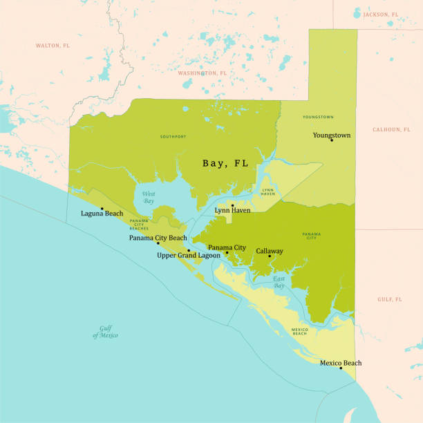 Fl Bay County Vector Map Green - Fl Bay County Vector Map Green 