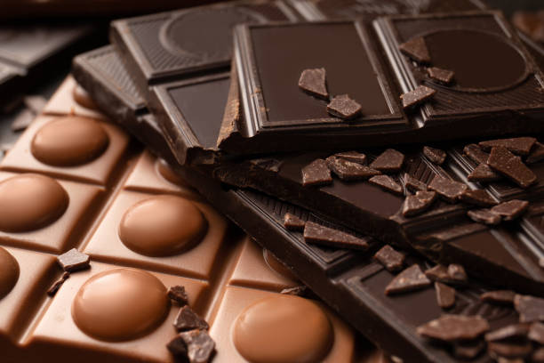 istock Dark and milk chocolate with chocolate chips 1447889382