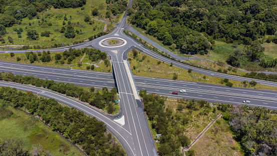 Motorway Roundabout and Intersection Aerial View