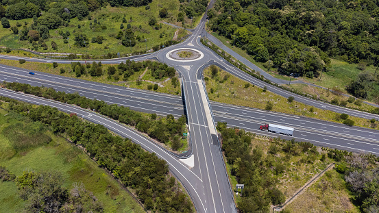 Motorway Roundabout and Intersection Aerial View